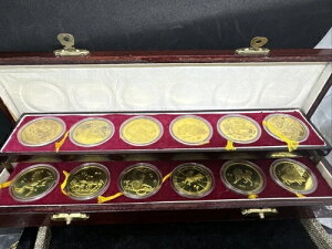 中国瀋陽造幣局公式十二支メダル12枚セット / 金鍍金、1981年 - 1992年