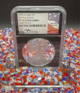 �v���[�t 2018 W $1 �V���o�[�C�[�O�� FDOI NGC PF70 UC �t���b�O �����J���e�B �T�C������ *1/1128*