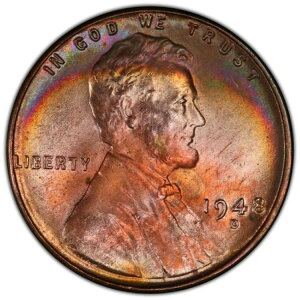 1948-D 1C PCGS MS65 RB レインボートーントップカラー