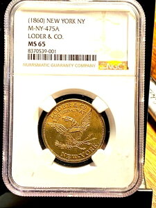 A9718 �󏭂� NGC MS65 Loder & Co�A�j���[���[�N�̊����A���ƎҁA1860�N��̔������g�[�N��