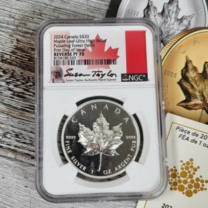 2024�N 20�h�� �J�i�_ 1�I���X �V���o�[ ���[�v�����[�t �����t�H���X�g UHR NGC REV PF70 ��������