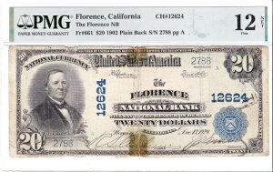 $20 1902 PB National FLORENCE California CA ???? �����A ����������4���̂� ????
