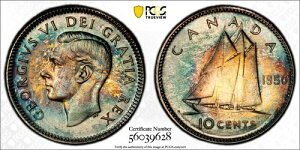�J�i�_ - 1950 �N�W���[�W 6 �� 10 �Z���g - PCGS MS63 �f���炵���F��!!