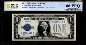 1928B 1hݏؖBFR: 1602BPCGS O[h: 66 PPQB