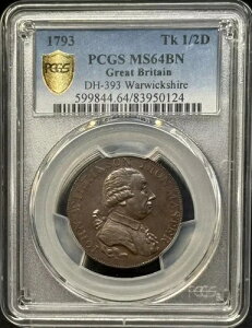 1793�N�R���_�[�g�[�N�� PCGS MS-64 BN DH-393 �E�H���b�N�V���[�A�E�B���L���\��
