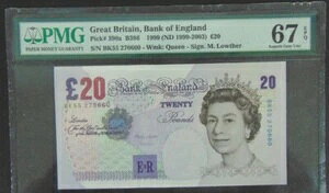 イギリス 20ポンド BNote P-390a 1999 (ND 1999-2003) PMG 67EPQ