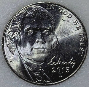 アメリカ 2015 D 5セントコイン スラブ付き グレードBUブリリアント 未流通