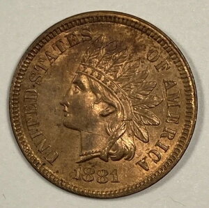 1881年インディアンセント 0.01。魅力的な新品状態。赤みが強い。