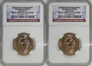 2010 P & D ��14��哝�̃t�����N�����E�s�A�[�X MS67 ���s���� 2���Z�b�g