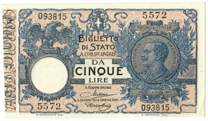 5 ���� BIGLIETTO DI STATO ���B�b�g���I�E�G�}�k�G�[�� 3 �� �t�����A�[�� 1922/02/24 qFDS