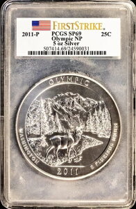 2011年 アメリカ ATB 5オンス 銀 オリンピック PCGS SP69 25セントコイン