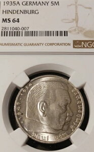 NGC MS64 1935-A �h�C�c 5 ���C�q�X�}���N �q���f���u���N �x������������ GEM BU