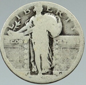 1917-30年 アメリカ合衆国 スタンディング・リバティ オールド シルバー クォーター 25セントコイン i116394