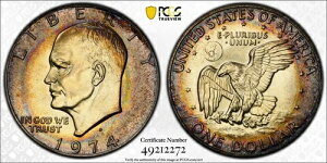 �A�C�[���n���[ �_���[ 1974-S PCGS MS66 - �J���t���ȃl�I�� ���� �g�[�j���O�\�ʂƗ���