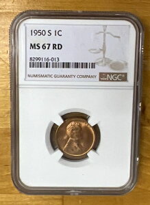 1950-S 1C RD J[EEB[g 1Zg NGC MS67RD