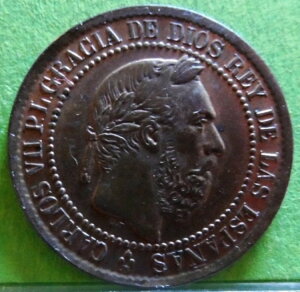 aUNCACARLOS VIIA5 C?ntimos de PesetaA1875 uZA