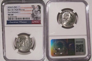 2024 S Rev Dr Pauli Murray 25�Z���g NGC MS 68 �A�����J�l�����p�N�H�[�^�[ ����