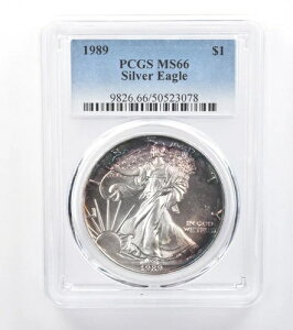 1989�N �A�����J�� �V���o�[ �C�[�O�� MS66 PCGS �u���[/�p�[�v�� ���ʌ��� *7769