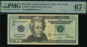 2013 $20 FRN MB00000039E P.M.G #67EPQ