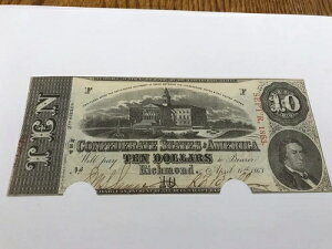 A&O-1863 $10 CSA T-59-ERROR-ǉtX^vI[o[vg-iTREASURY ERROR
