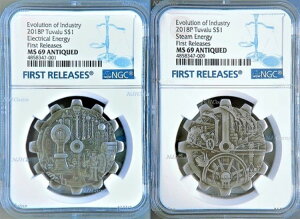 2018 P Evolution of Industry �A���e�B�[�N �M�A�^ 1�I���X �V���o�[ 2���Z�b�g NGC MS69