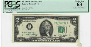 1976N FRN vtFCXvg ܂ԂG[ 2.00h PCGS Choice New 63