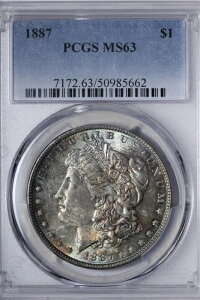 BU 1887�N �����K����� PCGS MS63 �������A���G�ȐF���I QTCEG