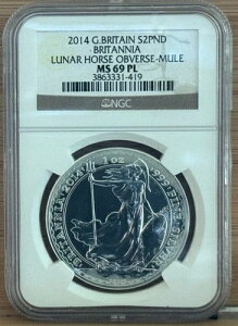 2014�N ��� 1�I���X �C�M���X 2�|���h NGC MS 69 PL ���̔n OBV ���o