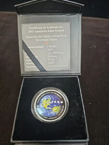 2017 ネイティブアメリカンミント アメリカンソーラーエクリプスカーブ 1オンス シルバー (箱/COA 付き)