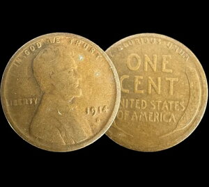 アメリカ 1セント 1914年 銅貨 アメリカ小麦ペニー - リンカーン -