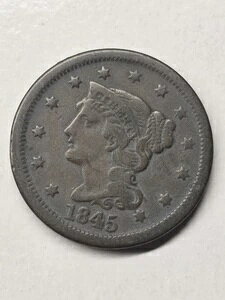 1845年製 編み込みヘア アメリカ製 大型1セント