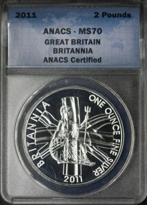 2011�N �C�M���X 2�|���h �V���o�[ �u���^�j�A ANACS MS70 ���E�n�}���x�� - ?COINGIANTS?