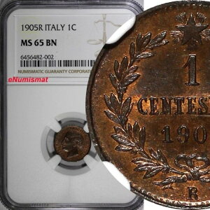 C^A BbgI G}kG[ III 1905 R 1 Centesimo NGC MS65 BN gbvO[h KM# 35 (2)
