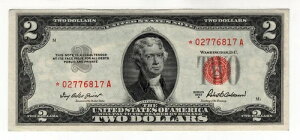 1953A 2ドル法定通貨 STAR Note Fr. 1510* (*Aブロック) - AU+