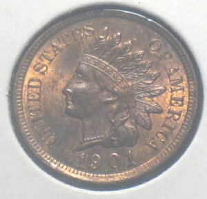 1901年 アメリカ インディアンヘッド セント 1セント 未流通ペニー銅貨