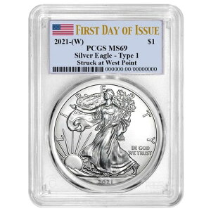 2021�N (W) $1 �^�C�v1 �A�����J�� �V���o�[ �C�[�O�� PCGS MS69 FDOI �t���b�O���x��