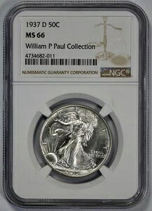 1937-D �E�H�[�L���O�E���o�e�B 50�Z���g �n�[�t�h�� NGC MS 66 �Z�~�v���[�t