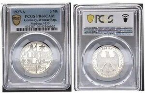 3 CqX}N }[uN 1927 A PCGS F PCGS PR66CAM 86054