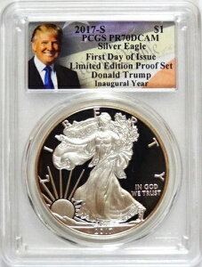 2017-S �A�����J�� �V���o�[ �C�[�O�� FDOI LTD. ED. PR�Z�b�g �g�����v�A�C�� PCGS PR70DCAM