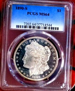 ���[�K�� �V���o�[ �h�� 1890 S PCGS MS 64+++ �A���_�[�O���[�h �J���I DMPL OBV �����X�^�[ !!