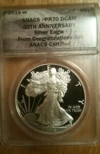 2016-W �v���[�t �V���o�[ �C�[�O�� 1�h�� 30���N�L�O ANACS PR70 ���j���Z�b�g