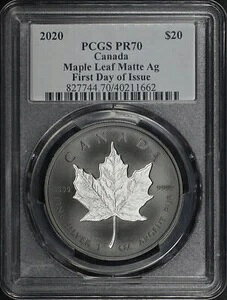 2020�N �J�i�_ 20�h�� �V���o�[ ���[�v�����[�t �}�b�g Ag 1�I���X PCGS PR-70 FDOI �X�[�U���E�u�����g ���x��