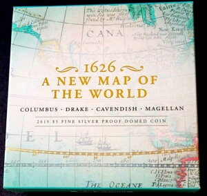 2019年 5ドル 1オンス プルーフ銀貨 - 1626年 世界地図 - 西半球