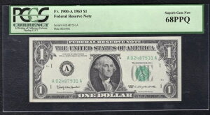 i12jm[g SȒnZbg 1963 $1 FRNfS PCGS  64PPQ-68PPQ