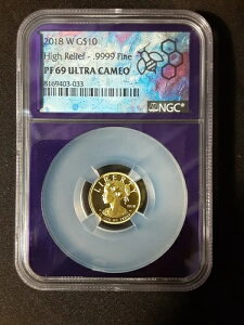 2018-W 10ドル金貨 リバティ高浮き彫り 1/10オンス プルーフコイン - NGC PF-69 ウルトラカメオ
