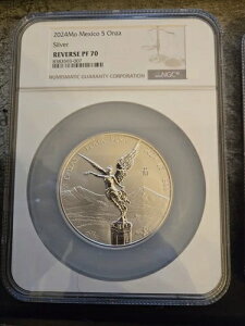 2024 Mo Mexico Libertad 5�I���X ���o�[�X �v���[�t 0.999 �V���o�[ NGC Rev PF70 - Top Pop!