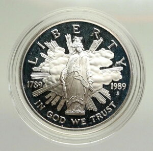 1989年 S USA トーマス・クロフォード ハウス・オブ・レプレス メイス プルーフ シルバー ドルコイン i94817