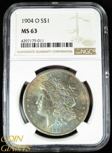 1904-O S$1 �����K����� NGC MS63 �u�����A���g �A���T�[�L�����[�g BU ���C���{�[�g�[��