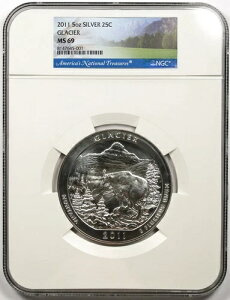 2011年 グレイシャー モンタナ シルバー 5オンス 25セント MS 69 NGC アメリカ ザ ビューティフル ATB
