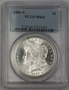 1881-S 米国モルガン銀貨 1ドル硬貨 PCGS MS-64 軽いトーン(良好) BR1 R